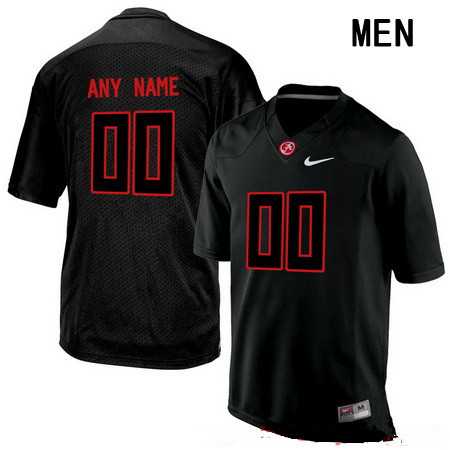 Men's Alabama Crimson Tide Customized College Football Nike Limited Jersey - Lights Black Out